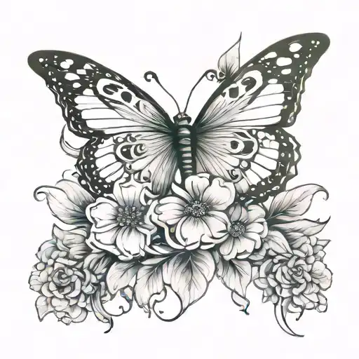 flowers with a butterfly with Bible verse John 3:16 tattoo design idea