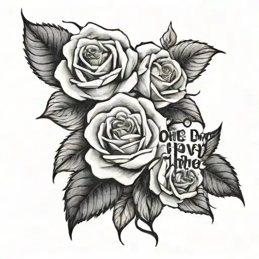 "one day at a time" write this with roses intertwined tattoo design idea