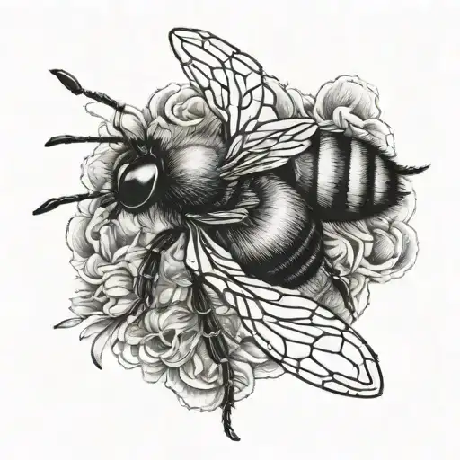 bee hovering tattoo design idea