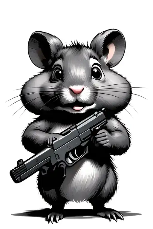hamster looney tunes character holding a gun tattoo design idea