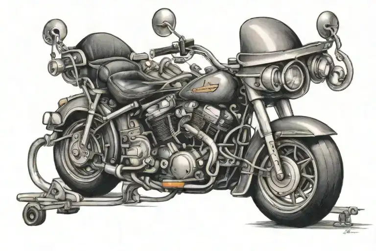 harley davidson motorcycle, fiahing, an eightball, air force tattoo design idea