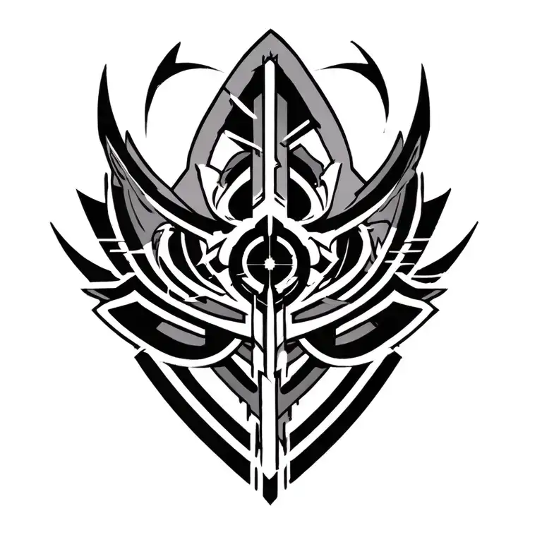 blackout shapes and bands for shoulder cover up colour accents solid shapes bold tattoo design idea
