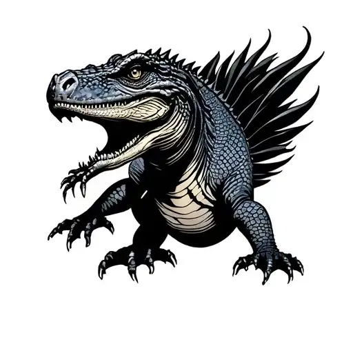 komodo dragon black tattoo design idea