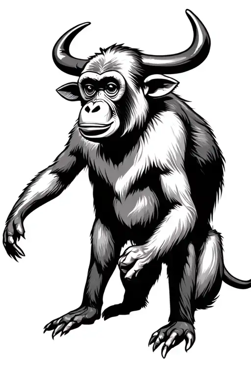 Japanese ox monkey tattoo design idea