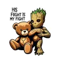 autism awareness puzzle pieces groot hugging teddy bear with words saying his fight is my fight  tattoo design idea