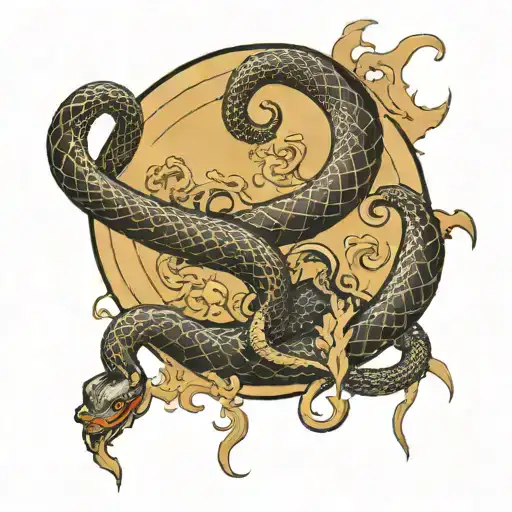 half moon with snakes and scary gothic style tattoo design idea