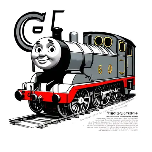 the letters cj with thomas the tank engine  tattoo design idea