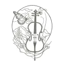 butterfly, Mountain, cello made tattoo design idea
