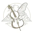 butterfly, Mountain, cello made tattoo design idea