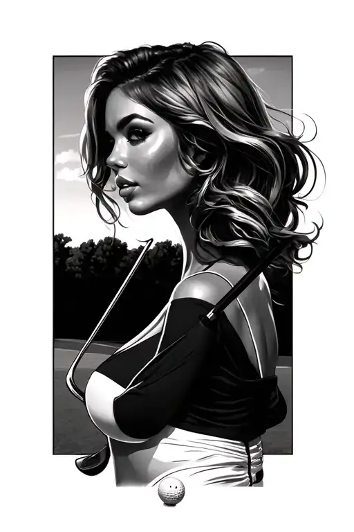 sexy golf girl tattoo design idea