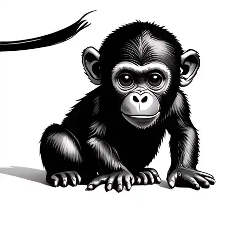 baby monkey with time tattoo design idea