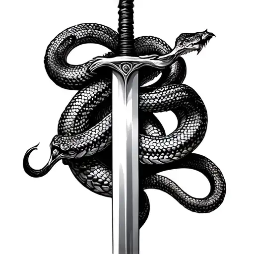 Snake wrapped around sword tattoo design idea