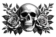 skull and roses growing tattoo design idea