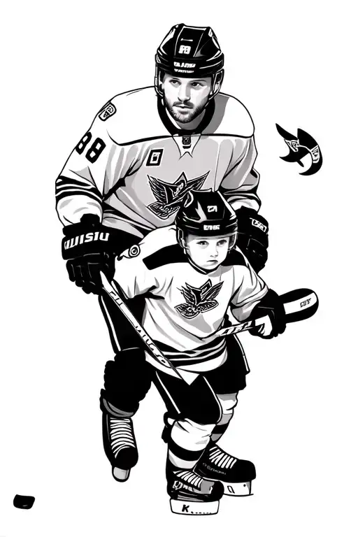 Father and son ice hockey tattoo design idea