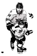 Father and son ice hockey tattoo design idea