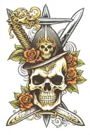 skull and dagger American trad tattoo design tattoo design idea
