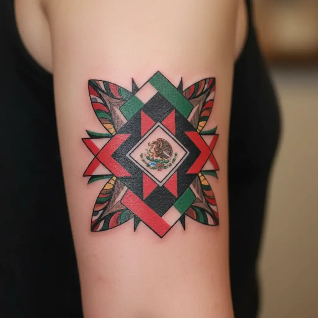 mexican American flag tattoo design idea