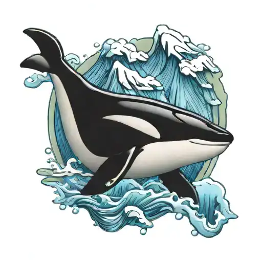 orca and iceberg  tattoo design idea