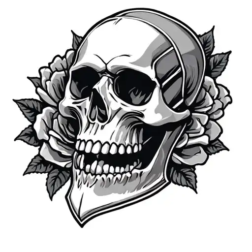 Harley Davidson bar and sheild skull rose tattoo design idea