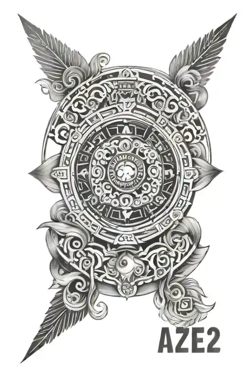 Aztec calendar with the date 11 24 2022 tattoo design idea