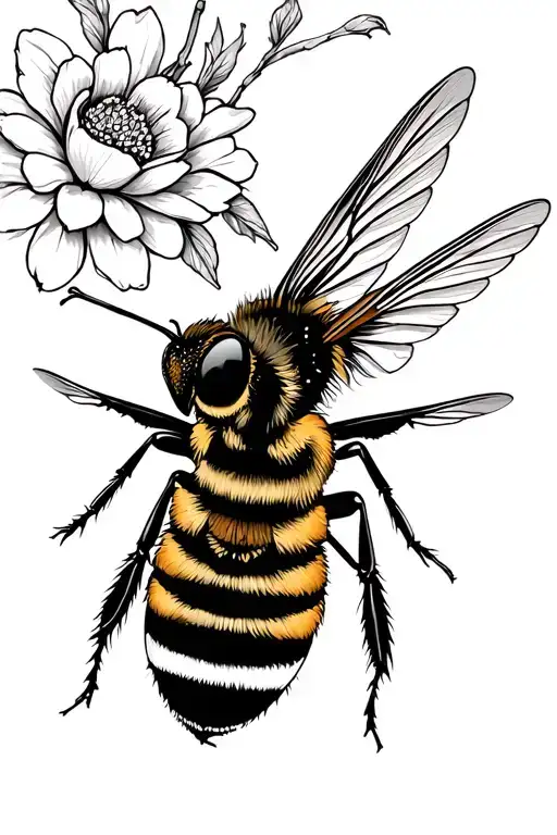 bee and hummingbird sipping nectar tattoo design idea