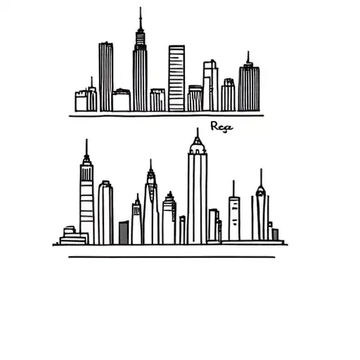 small chicago skyline with R and B in it for best friends tattoo design idea