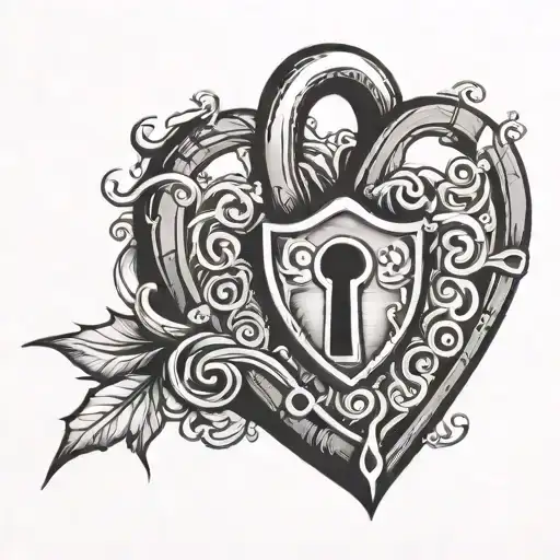guarded heart shaped lock tattoo design idea