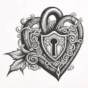 guarded heart shaped lock tattoo design idea