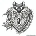 guarded heart shaped lock tattoo design idea