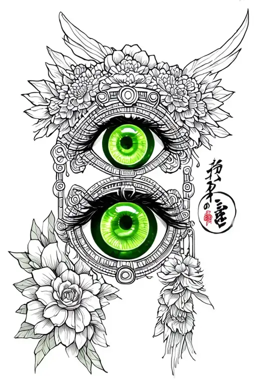 mayan priestess green eyes tattoo design idea