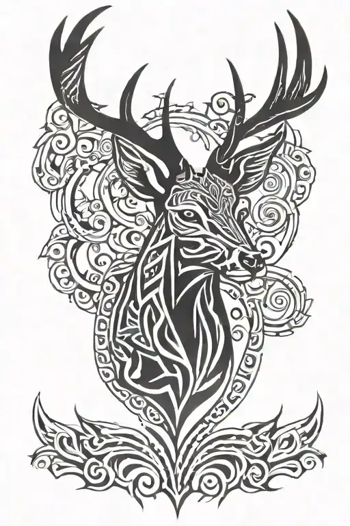 deer head tattoo design idea