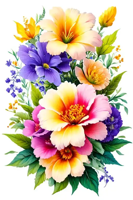April may , July February birth flowers intertwined tattoo design idea