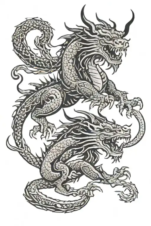 ox and dragon  tattoo design idea