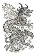 ox and dragon  tattoo design idea