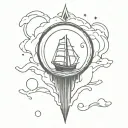 ship and storm in a chalice overflowing tattoo design idea