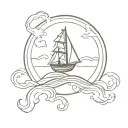 ship and storm in a chalice overflowing tattoo design idea