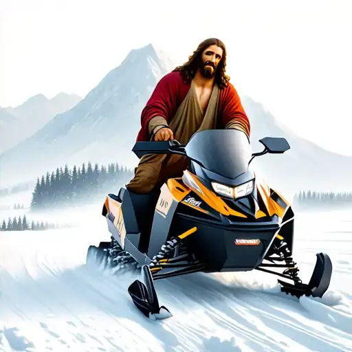 jesus and moutains snowmobile tattoo design idea