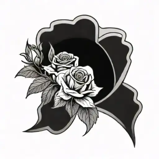 black-and-gray design featuring a horseshoe with a rose in the center. The horseshoe is positioned in a "U" shape, symbo tattoo design idea