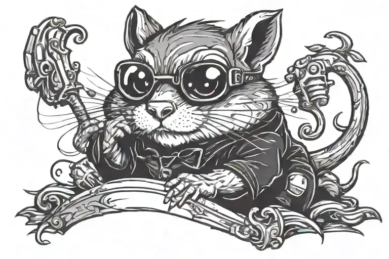 goth chipmunk tattoo design idea