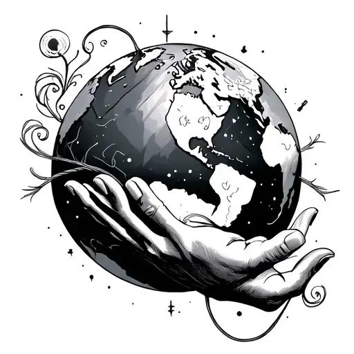 world held together by an invisible rope tattoo design idea