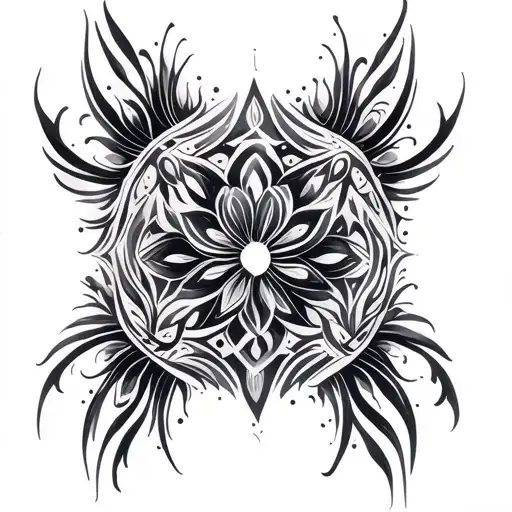 ethereal back tattoo and tribal patterning, simple and elegant tattoo design idea