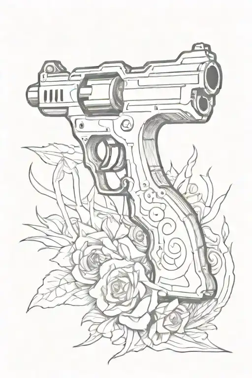 gangster gun morphing tattoo design idea