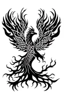 Celtic tree of Life Phoenix flames calf tattoo tattoo design idea