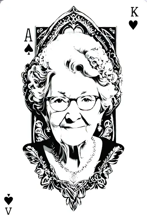 in memory of grandmother playing poker  tattoo design idea