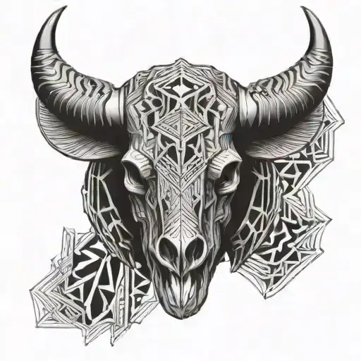 African buffalo skull tattoo design idea
