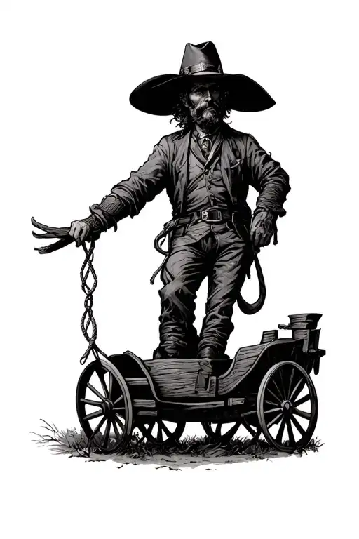 hangman's noose. tree. stagecoach. highwayman. tattoo design idea