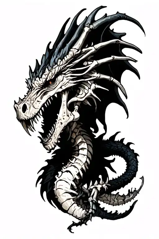 skeletal dragon tattoo design idea