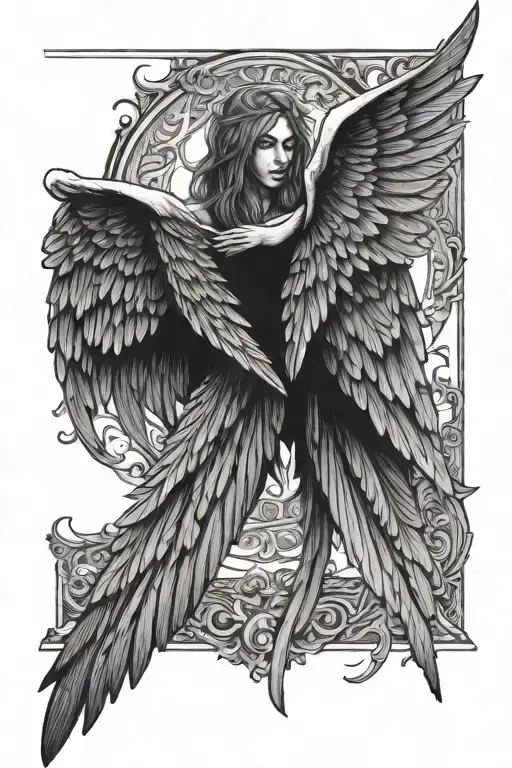 half demon and half angel wings tattoo design idea