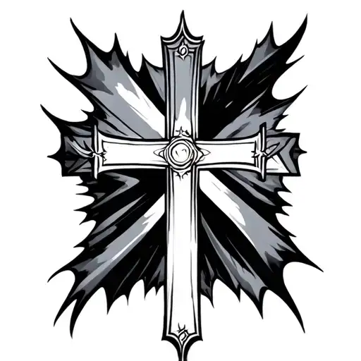 optical illusion cross tattoo design idea
