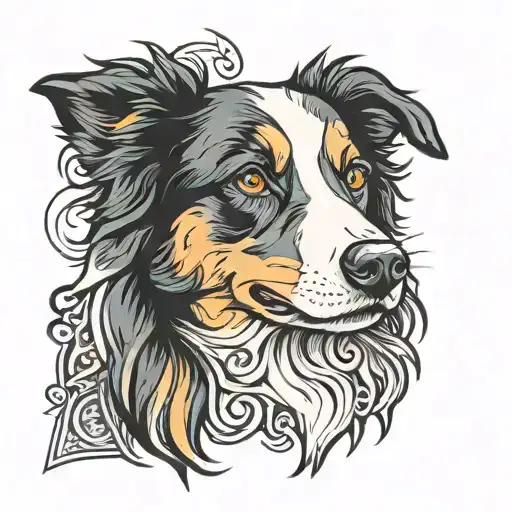 border collie tattoo design idea